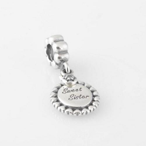 Authentic 925 Silver Beads Sweet Sister Pendant European Charm Women DIY Jewelry Fit Silver Charm Bracelets For Women & Men