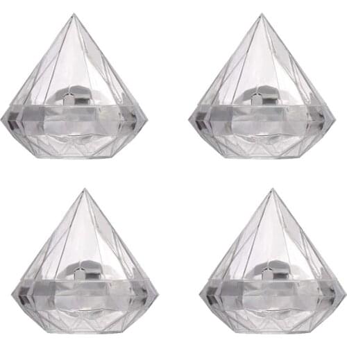 12PCS Transparent Diamond Shape Candy Box Wedding Favor Gift Boxes Party Box Clear Plastic Container Home Decor Gift