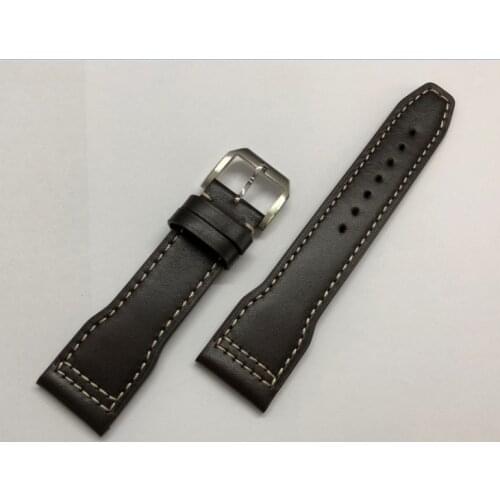 22mm 100% Genuine leather coffee color strap with Stainless steel Pin buckle Watch accessories BD19-20