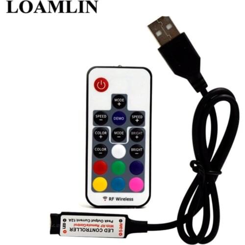 USB RGB LED Controller 17-Key DC5V-24V 12A Rf Wireless Mini Remote Control For RGB 3528 5050 Smd LED Strip