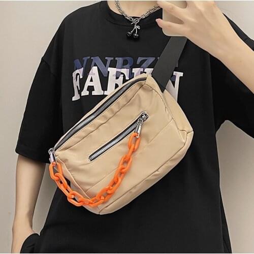 Janpanese Brand Designer Fashion Crossbody Bags for Women Chain Weekender Chest Bag Korean Nylon Candy Waist Bag Ladies Feminine