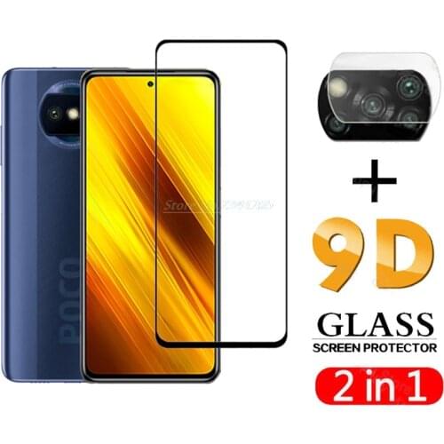 2 IN 1 Tempered Glass for Xiaomi Poco X3 NFC M3 X2 Camera Lens Film Cover Screen protector for Xiomi poco x3 m3 Protective Glass