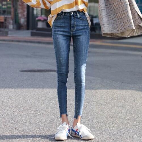 Women summer jeans Summer 2019 style plus-size leisure jeans Tight straight Full length Thin section Show thin Pencil pants