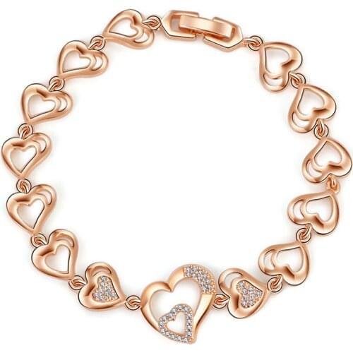Heart Shaped Bracelet Women Fashion Handwrist Jewelry with Rhinestone Alloy Bracelet Female Party Decorations erkek bileklik