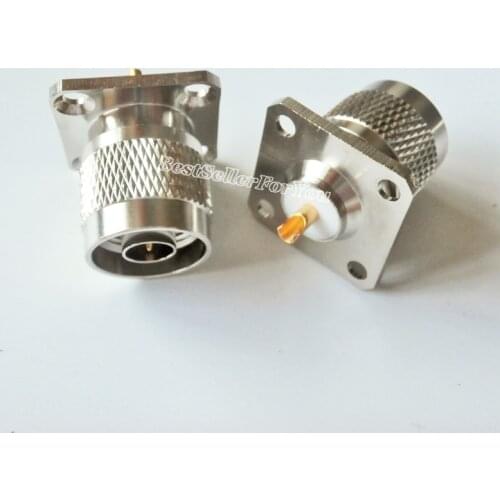 1Pcs N Type Male Plug 4 Hole Panel Mount Flange With Solder Cup Straight Connector