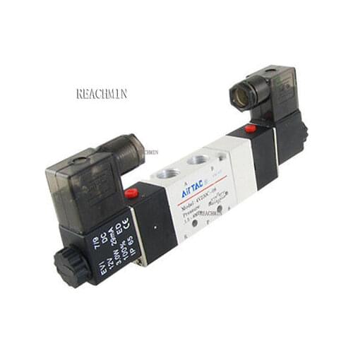 1PCS DC 12V/24V AC 24V/36V/110V/220V/380V 1/4" BSP 4V230C-08 3 Position 5 Way Pneumatic Solenoid Valve Double Coil