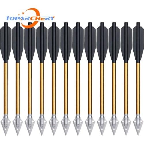 12/24PCS Toparchery Aluminium Crossbow Bolts Arrow 6.25" Steel Tips Outdoor Shooting Hunting Arrows for 50-80lbs Pistol Crossbow