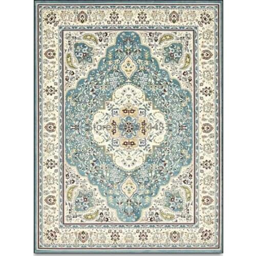 200*300cm Persian ethnic style retro light blue European style doormat bedroom living room non-slip bedside carpet