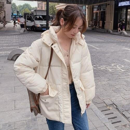 2020 Womens Winter Jacket Loose Casual Long Parkas Female Stand Collar Solid Plus Size Cotton Padded Thick Coat Woman Outwear