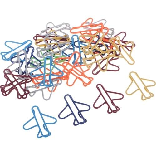 30Pcs Aircraft Shape Metal Paper Clips Mix Colors Airplane Clamps Bookmarks Office Cute Binder Clip Photos Letter Paper Clip