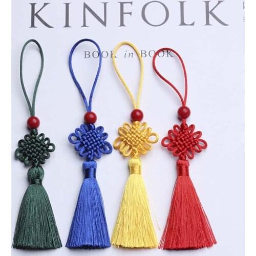 5 Pcs Chinese Knot Fringes Tassel with Red Beads Wedding Party Decoration DIY Handmade Crafts Thanksgiving Festival Gift 12cm