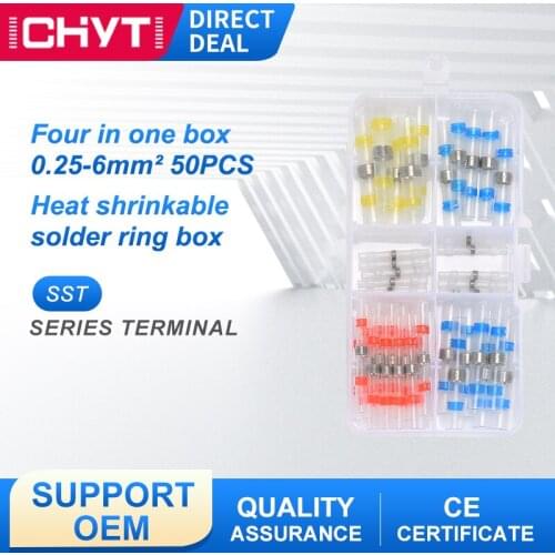 50/100/150PCS IP67 Waterproof Boxed Middle Connecting Pipe Insulated Terminal Seal Up Tin Solder Ring Heat Shrinkable Tube