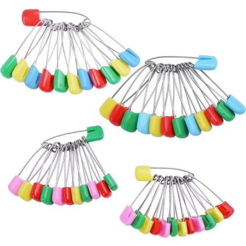 10PCS Colorful Stainless Steel Baby Safety Pins Diaper Nappy Pins Plastic Head Hold Clip Locking Cloth