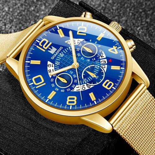 New Luxury Men Business Watches Male Calendar Stainless Steel Mesh Casual Quartz Watch Relogio Masculino Mens Wristwatch Clock