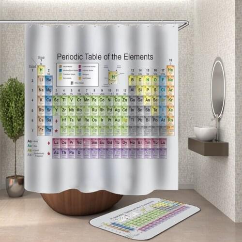 Hot New Periodic Table of Elements Bathroom Curtains Waterproof 3D Print Shower Curtain White Fabric Curtain For Bath mat set