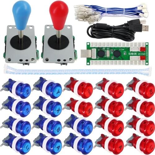 SJ@JX Arcade Game 2 Player Controller DIY Kit Buttons with Logo Start Select 8 Way Joystick USB Encoder for PC MAME Raspberry Pi