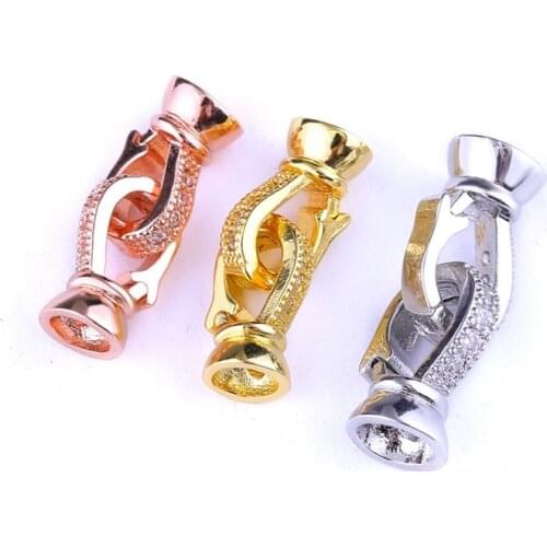 JUYA 5 Pcs Cubic Zirconia Spiral Clasp Connectors Handmade Jewelry Findings Accessories DIY Fastener Clasps For Jewelry Making