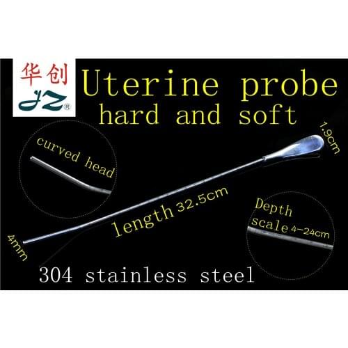 JZ medical Gynecological obstetrics instrument stainles steel Uterine probe Uterine sounds soft hard Uterine needle Depth ruler