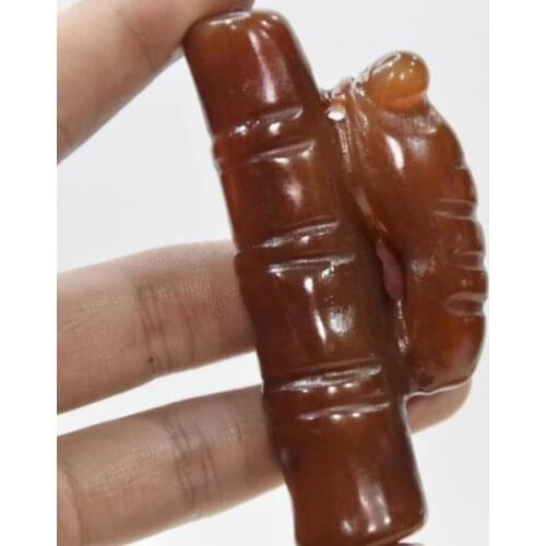 China Handmade Sculpture red agate bamboo cicada pendant