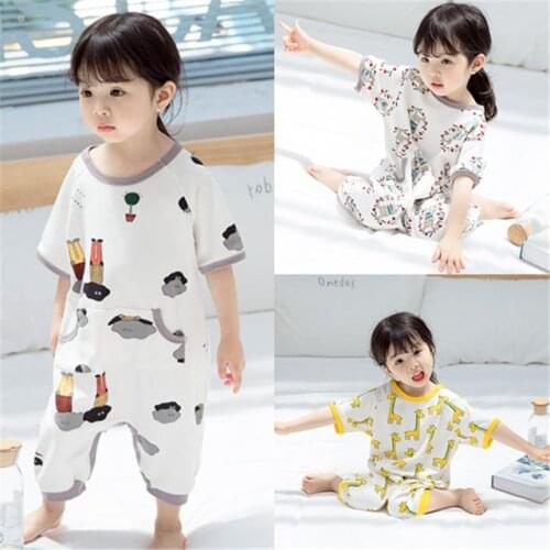 Summer Baby Rompers Cotton Cartoon Print Short Sleeves Unisex One-Pieces Boys Girls Bodysuits Casual Home Wear 2 3 4 5 6 Years