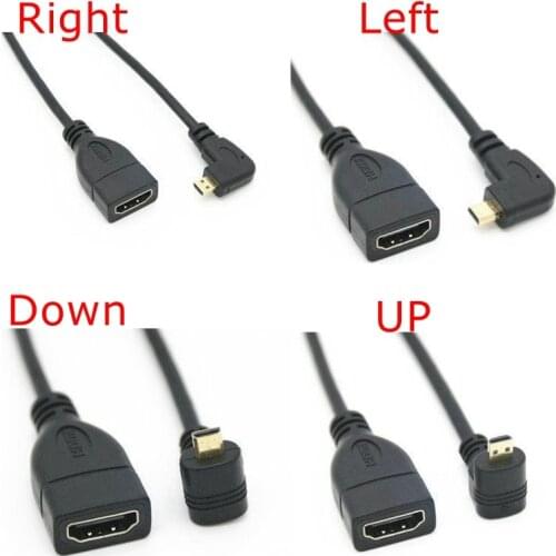 Micro HDMI-compatible Male Female Adapter Cable Left Right Up Down Angle 90 Degree HD Converter Code for PC HDTV Projector