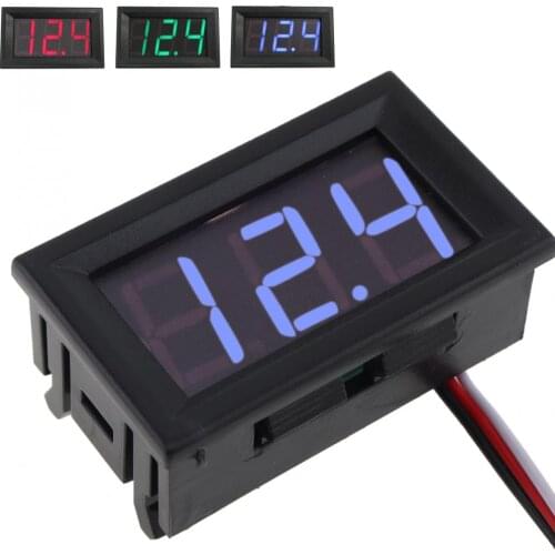 3 wires 0.56 inch Mini Digital Voltmeter DC100V Panel Amp Volt Voltage Meter Tester LED Display