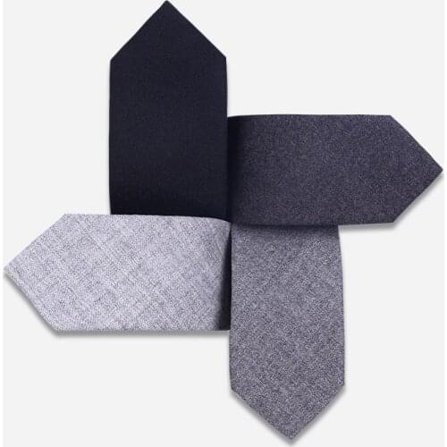 Top Quality 5cm Slim Ties for Men Simple Solid Black Grey Neckties Narrow Sheep Wool Tie Boys Casual Accessories with Gift Box