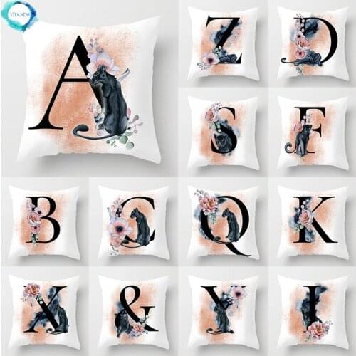 NEW Creative Panther Pink Floral English Alphabet Cushion Case Simple White Pillows Case Black Leopard Sofa Decorative Pillows