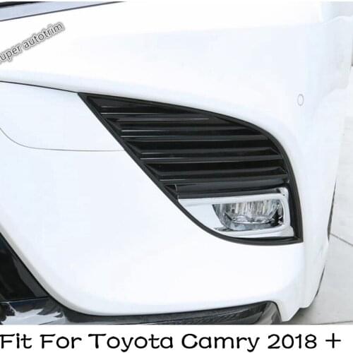 Lapetus Front Head Fog Lights Foglights Lamp Frame Cover Trim 2 Piece / Set Fit For Toyota Camry 2018 - 2021 ABS Bright Style