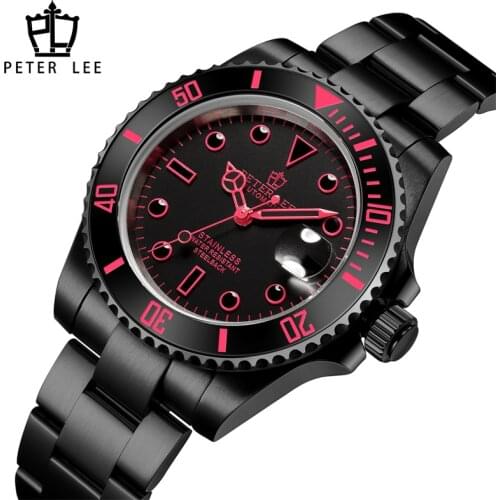 PETER LEE 40MM Mens Watches Top Brand Luxury Stainless Steel Ceramic Bezel Day Date Design Automatic Mechanical Wristwatches