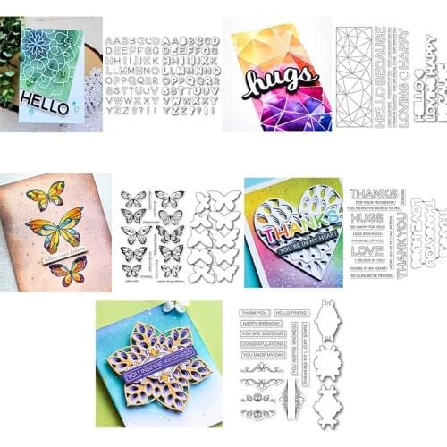 Alphabets Butterflies Metal Cutting Dies & Coordinating Stamp For Scrapbooking Craft Embossing Stencil Die Cut Card DIY Make