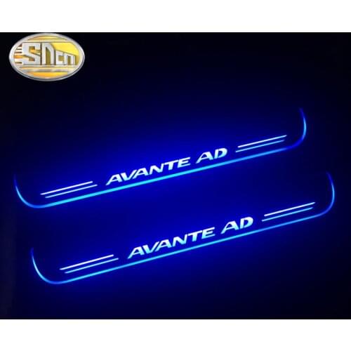 SNCN Waterproof Acrylic Moving LED Welcome Pedal Car Scuff Plate Pedal Door Sill Pathway Light For Hyundai Elantra Avante AD