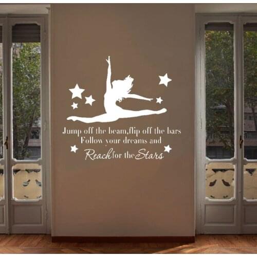 Sporty Spirit Sticker Reach From The Stars Girl Kids Bedroom Quotes Decal Art Mural Vinyl Pattern Home Decoration Decal DW12048