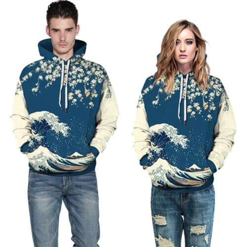 Great Wave Off Kanagawa Plum Blossom Tree Moon Funny Design 3D Hoodies Women Men Hooded Sweatshirts Male Female Fashion Pullover