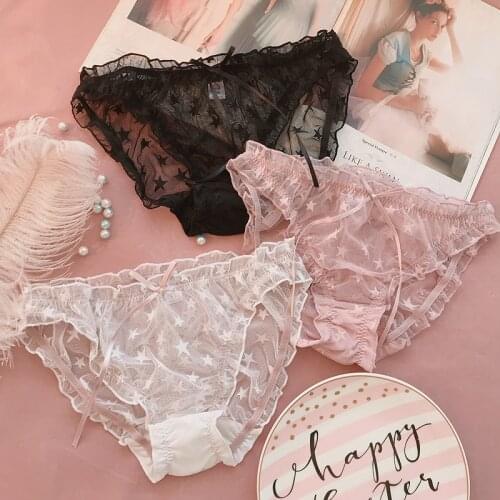 New sexy underwear women Ultra-thin Panties Cute Bow Low Rise Transparent Panties womens Lingerie Underwear Lace Panties Briefs