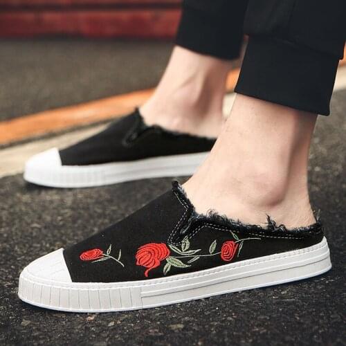 Classic Print Embroidered Mens Canvas Shoes Comfortable Slip On Flat Shoes Men Loafers Breathable Espadrilles Men Casual Shoes