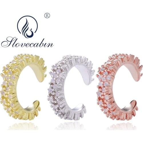 Slovecabin 925 Sterling Silver Single Sale White Opal Clip Earring For Women Birthday High Quality Ear Cuff Ohrring Hot Jewelry