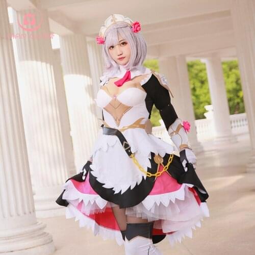 STOCK Game Genshin Impact Noelle Cospaly Costume Game Womens Cosplay Dress Maid Dress 2021 New