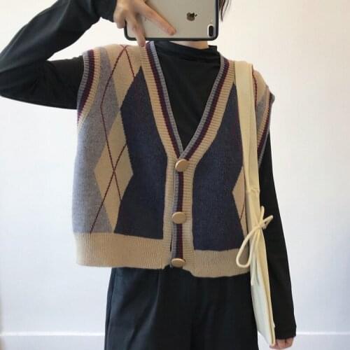 Spring and autumn short retro sweater vest womens clothing vest sweater vest