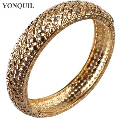 Vintage Gold Color Bracelet&Bangles for Women Girl Islam Muslim Arab Middle Eastern Wedding Copper Jewelry Bangle Accessories