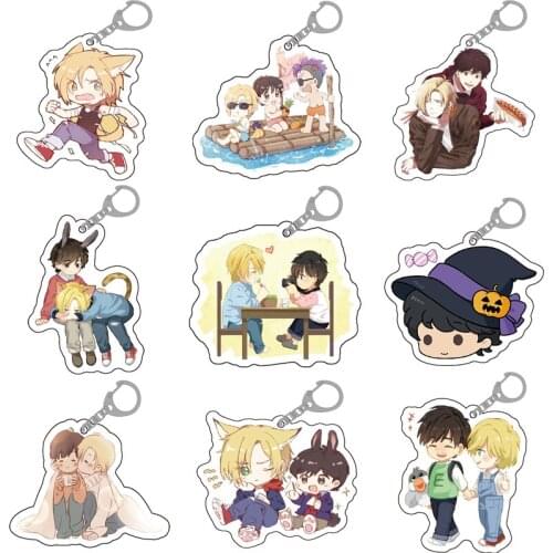 Japan Anime Cartoon Okumura Eiji Ash Lynx Acrylic Pendant Keychain Comic Banana Fish Keyrings Jewelry Cosplay Gifts for Friends