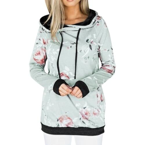 2021 Oversized Hoodie Elegant Womens Fashion Long Sleeve Plus Size Print Hoodies Women Sweatshirts Floral Blouse Female Tops