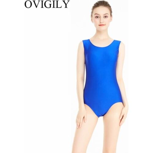 OVIGILY Womens Nylon Tank Dance Leotard Girls Black Spandex Gymnastics Leotards Ballet Dancewear Tops Lycra Sleeveless Unitards
