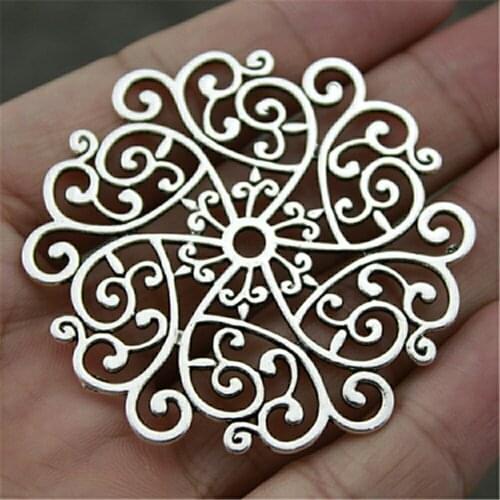 1pcs 55x52mm Filigree Flower Pendants Charm Mandala Flower Pattern Pendants Charm For Jewelry Making