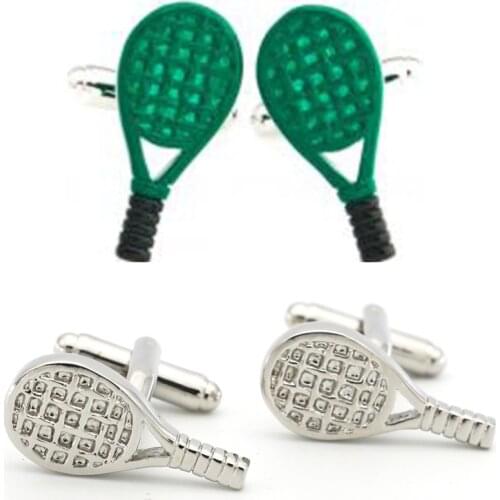10pairs/lot Sport Green Tennis Racket Cufflinks Enamel Copper Plating Cuff LInks Mens Jewelry Accessory Wholesale