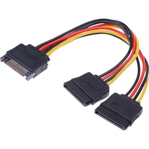 15 Pin SATA Power Cable Male to Female 2 SATA Splitter 90 Degree Power Adapter Cable 20cm For HDD hard disk