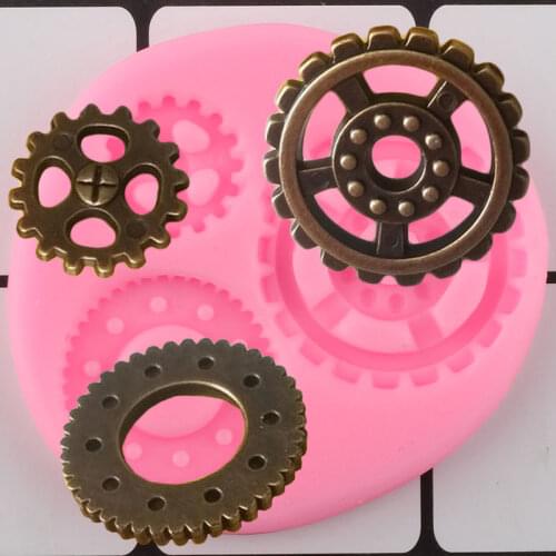 3D Craft Gear Silicone Mold Cupcake Topper Fondant Molds DIY Party Cake Decorating Tools Candy Clay Chocolate Gumpaste Mould