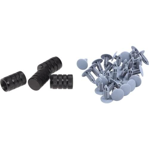 4 Pcs Tire Valve Cap & 30 Pcs Flange Fender Bumpers Clips