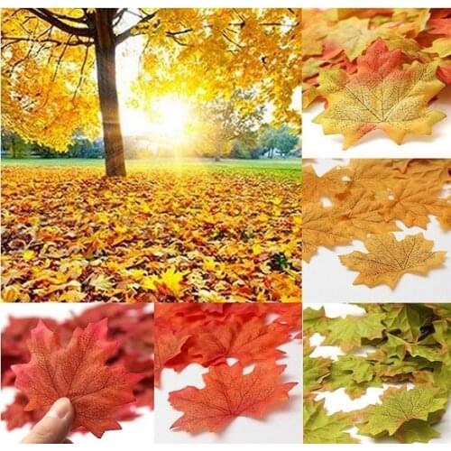 50Pcs Artificial Maple Leaves Multi Colored Rich Fall Leaf For Weddings Events Party Decoration Art Scrapbooking DIY Craft