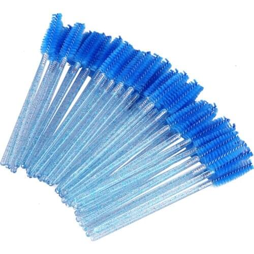 500Pcs Eyelash Brushes Crystal Blue Makeup Brushes Disposable Mascara Wands Applicator Spoolers Eye Lashes Cosmetic Brush